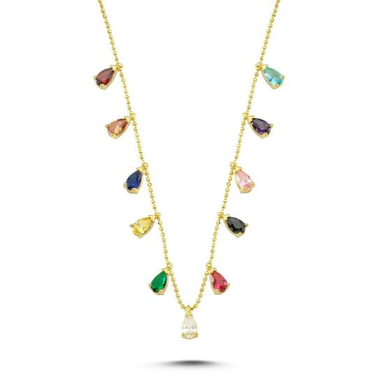 Wholesale Teardrop Mix CZ Dangle Charm Necklace