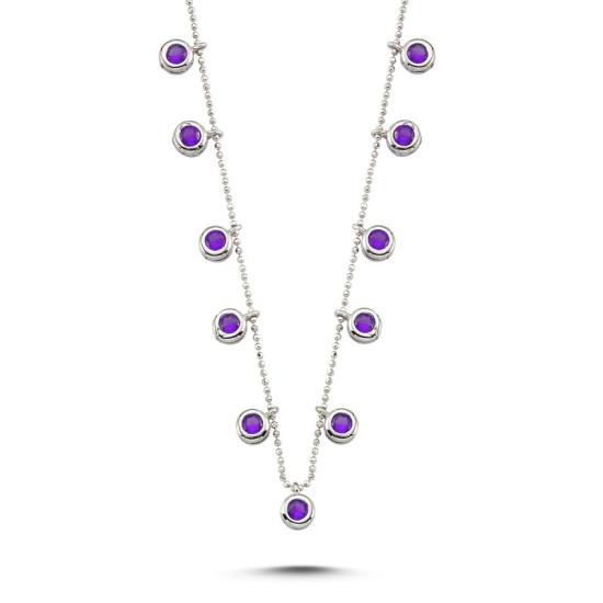 Wholesale Amethyst CZ Dangle Charm Necklace