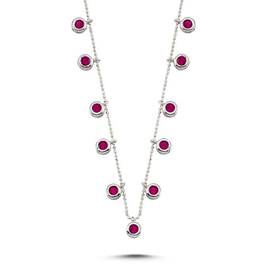 Wholesale Ruby CZ Dangle Charm Necklace