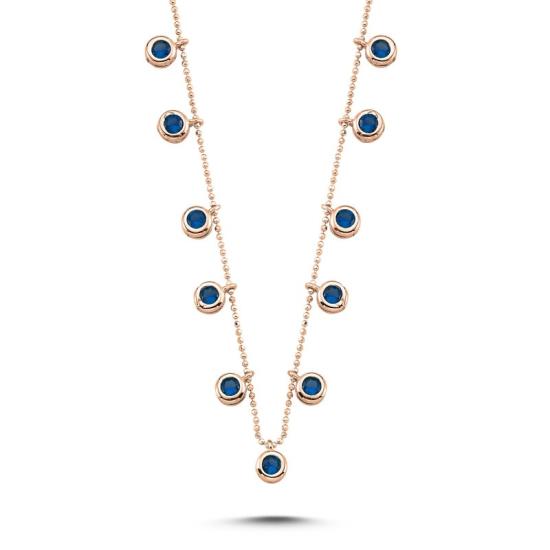 Wholesale Sapphire CZ Dangle Charm Necklace