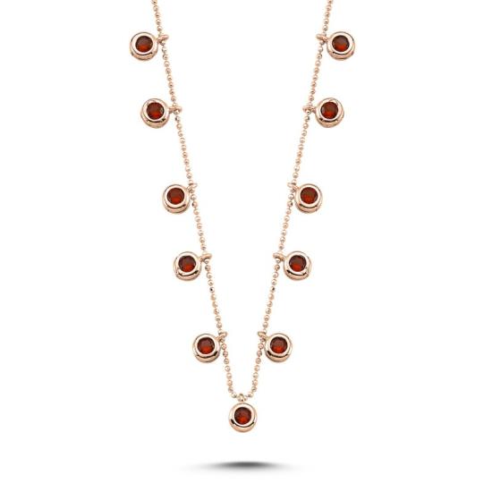 Wholesale Garnet CZ Dangle Charm Necklace