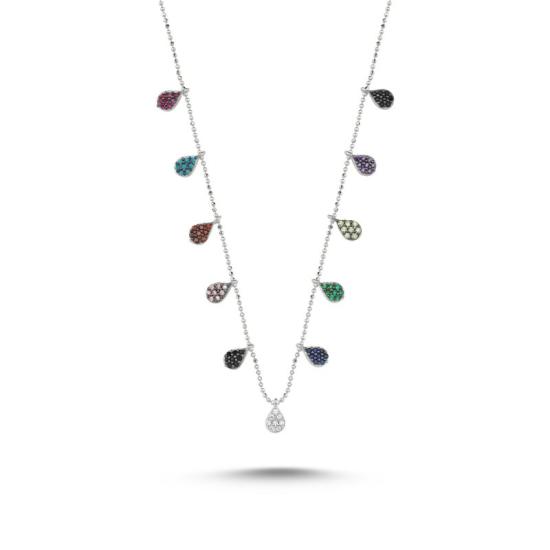 Wholesale CZ Mix Stone Dangle Charm Necklace