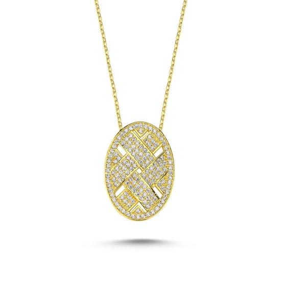 Wholesale Oval Wickerwork Necklace with CZ