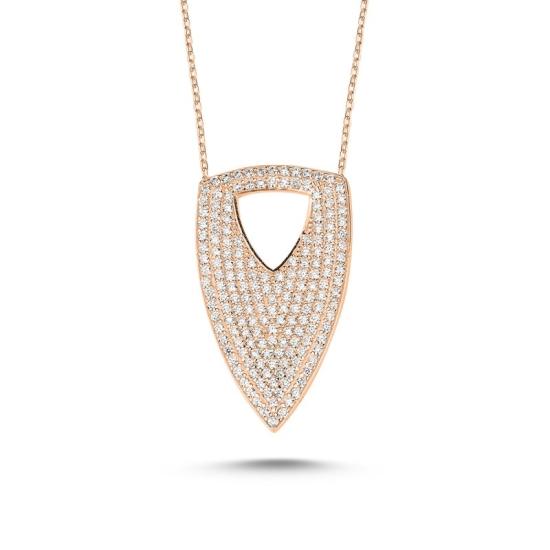 Wholesale Golden Shield Necklace with CZ