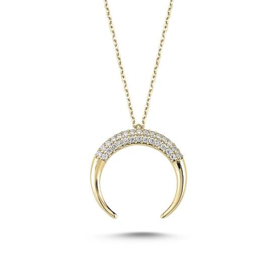 Wholesale Double Horn Necklace with CZ