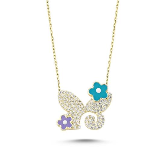 Wholesale CZ Enamel Butterfly Necklace