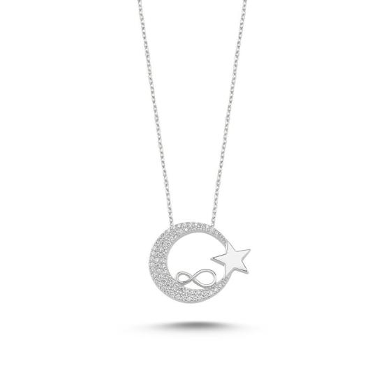 Wholesale Infinity with Star and Crescent Necklace with CZ