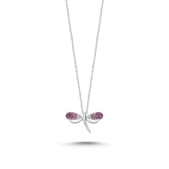 Wholesale Shades of Pink CZ Dragonfly Necklace