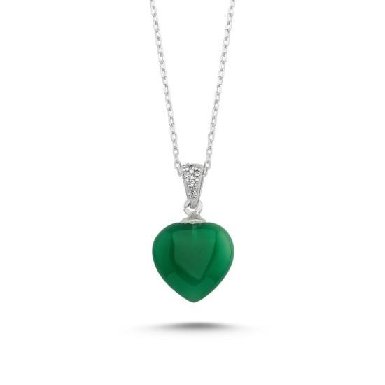 Wholesale Green Agate Heart Necklace