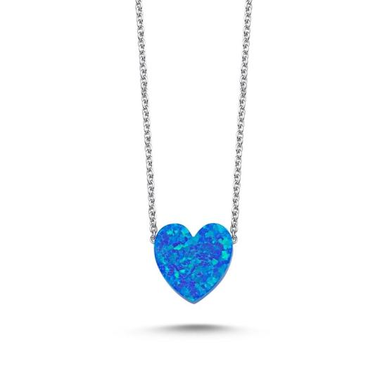 Wholesale Blue Opal Heart Necklace