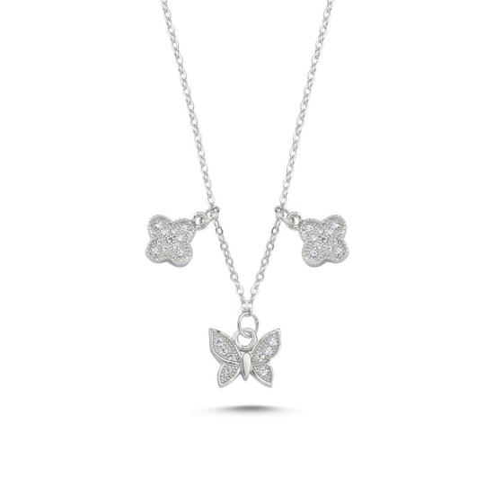 Wholesale CZ Butterfly & Quatrefoil Necklace