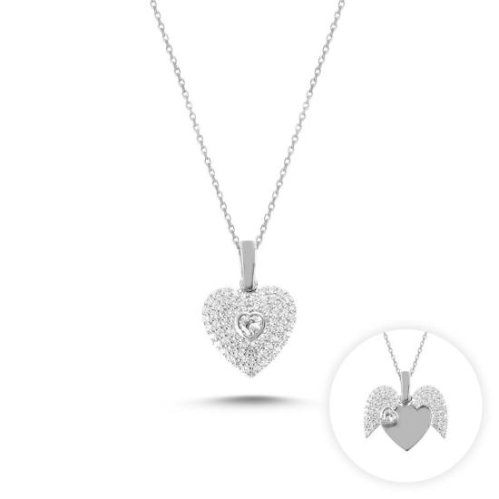 Wholesale Sliding Heart Necklace with CZ Stone