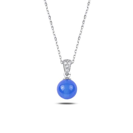 Wholesale Blue Agate Ball Necklace