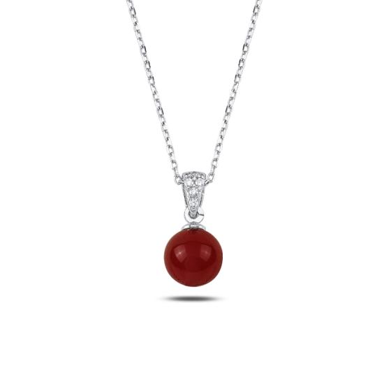 Wholesale Red Agate Ball Necklace