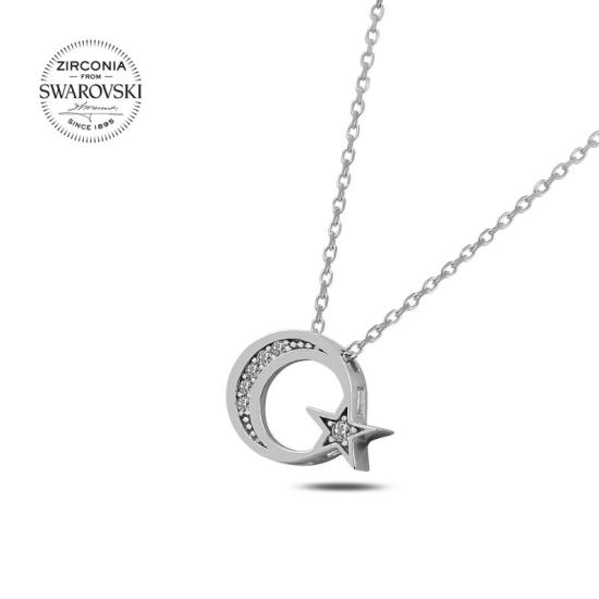 Wholesale Swarovski Zirconia The Star and Crescent Necklace