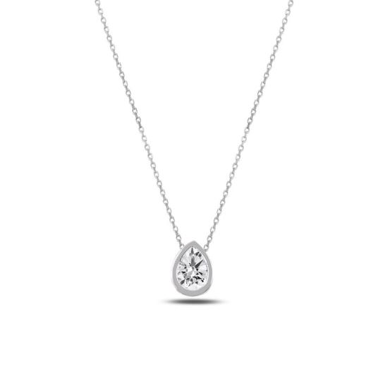 Wholesale Teardrop CZ Solitaire Necklace