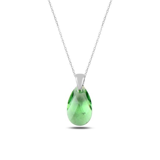 Wholesale Crystal Green Drop Necklace