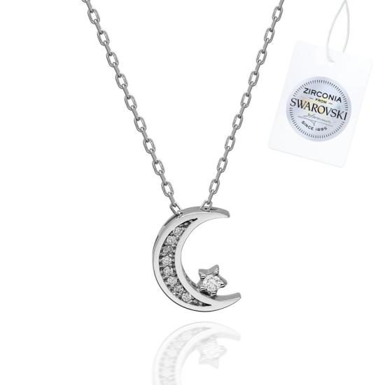 Wholesale Swarovski Zirconia Crescent Moon & Star Necklace