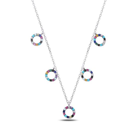 Wholesale Mix CZ Circles Dangle Charm Necklace