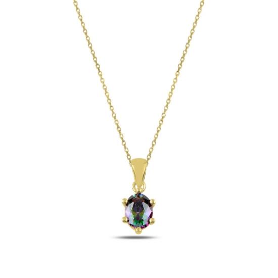 Wholesale Mystic Topaz CZ Solitaire Necklace