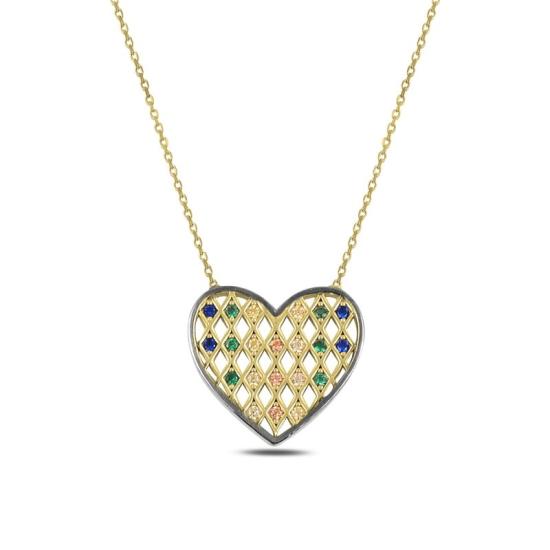 Wholesale Heart Colorful CZ Necklace