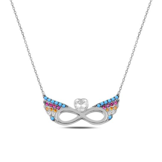 Wholesale Infinity & Heart Colorful CZ Wings, Necklace