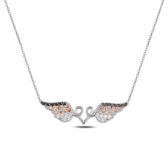 Wholesale Wings & Heart Colorful CZ Necklace