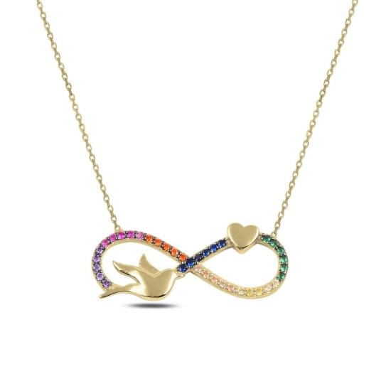 Wholesale Heart & Bird Necklace Colorful CZ Infinity,