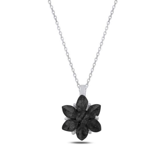 Wholesale Lotus Flower Black CZ Necklace