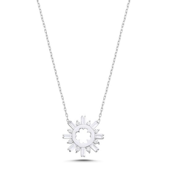 Wholesale Clover Baguette CZ Necklace