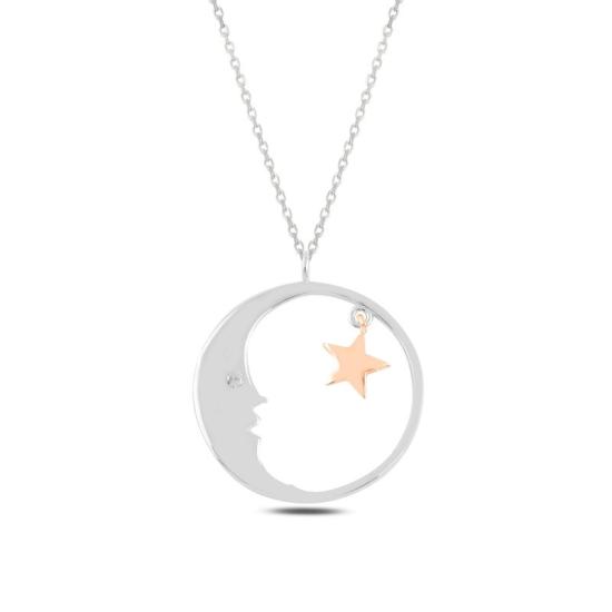 Wholesale Moon & Star CZ Necklace