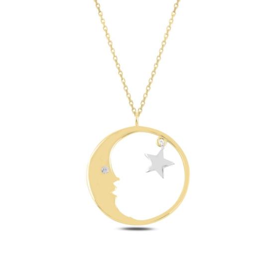 Wholesale Moon & Star CZ Necklace