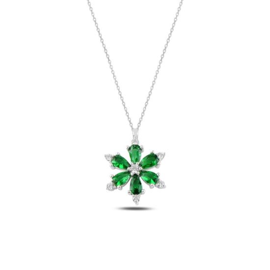 Wholesale Lotus Flower Emerald CZ Necklace