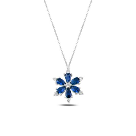 Wholesale Lotus Flower Sapphire CZ Necklace