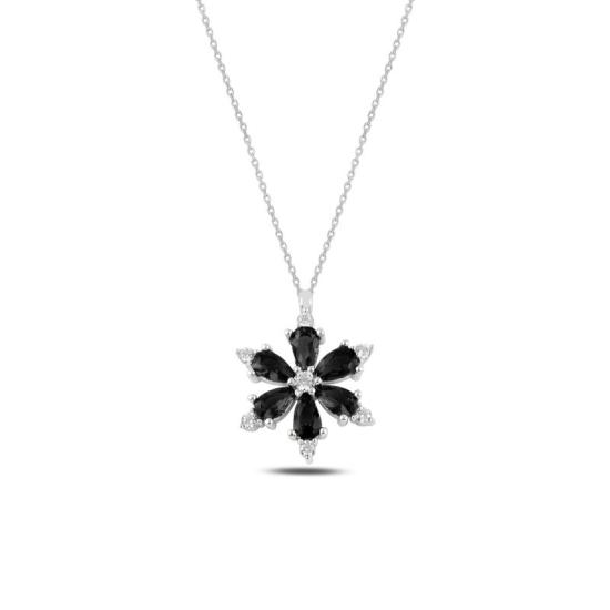 Wholesale Lotus Flower Black CZ Necklace