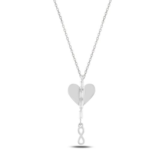 Wholesale Heart & Dangle Infinity Baguette CZ Necklace