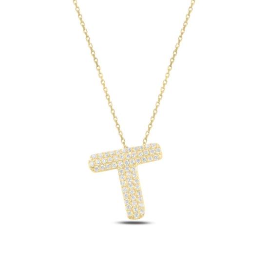 Wholesale -T- Initial CZ Necklace