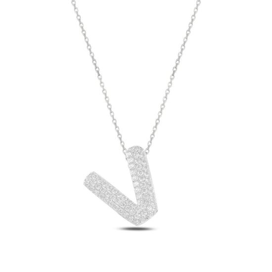 Wholesale -V- Initial CZ Necklace