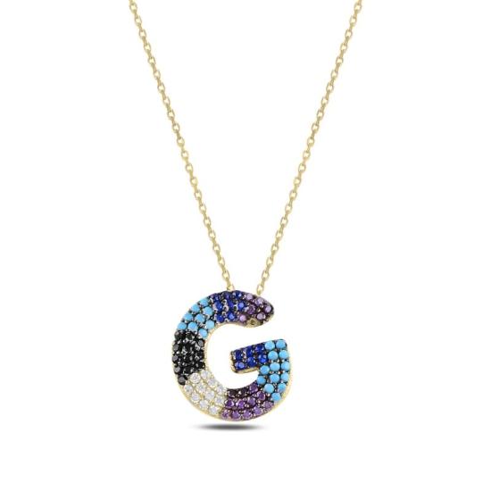 Wholesale -G- Initial Multi Color CZ Necklace