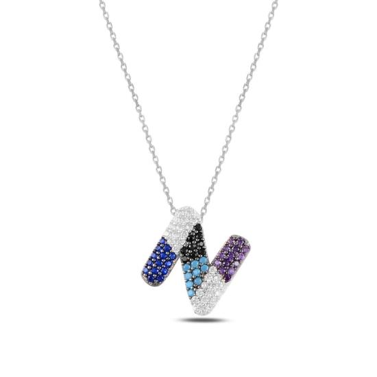 Wholesale -N- Initial Multi Color CZ Necklace