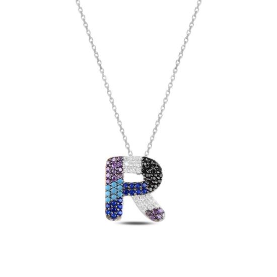 Wholesale -R- Initial Multi Color CZ Necklace