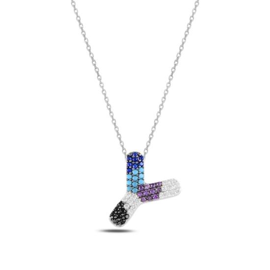 Wholesale -Y- Initial Multi Color CZ Necklace