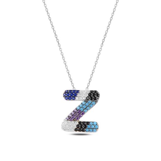 Wholesale -Z- Initial Multi Color CZ Necklace