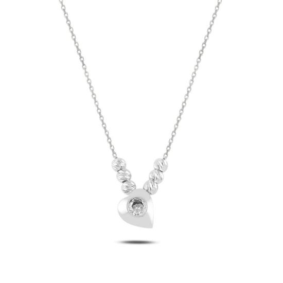 Wholesale Heart & Diamond Cut Ball CZ Solitaire Necklace