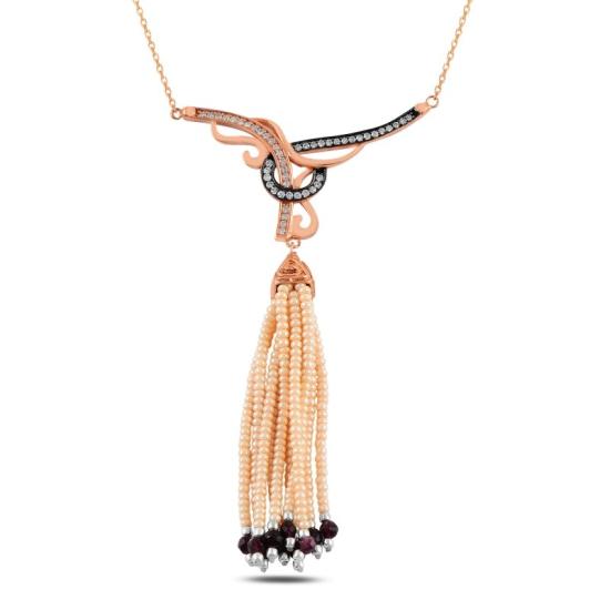 Wholesale Pearl & CZ Tassel Necklace