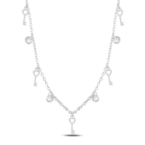 Wholesale Dangle Key & CZ Charm Necklace