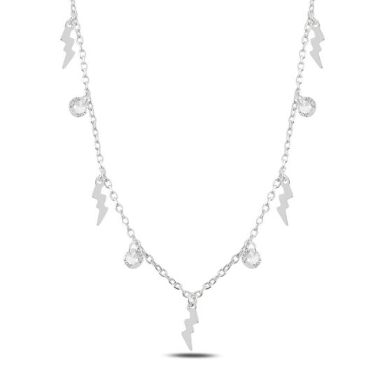 Wholesale Dangle Lightning Bolt & CZ Charm Necklace