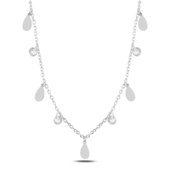 Wholesale Dangle Teardrop & CZ Charm Necklace