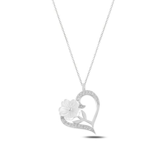 Wholesale Heart Mother of Pearl & CZ Necklace