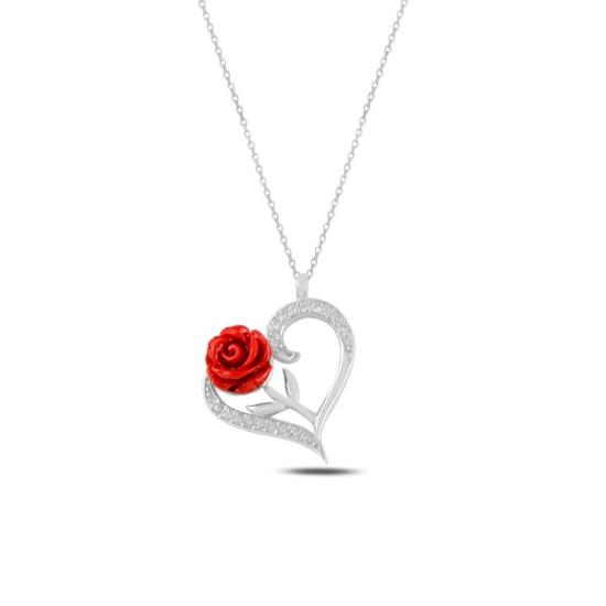 Wholesale Heart & Rose CZ Necklace